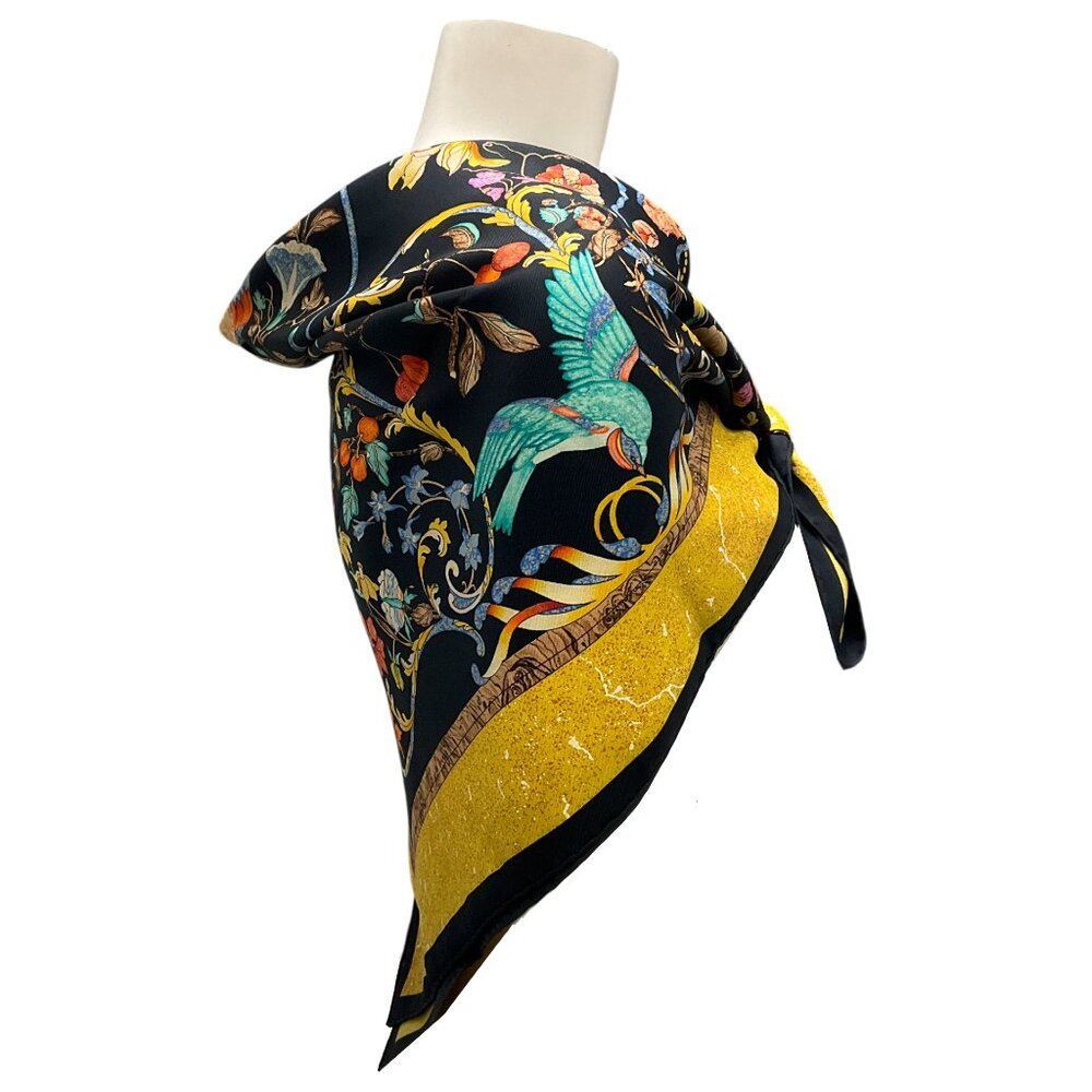 Hermes Black / Gold Multi Pierres d'Orient et d'Occident Square Silk Twill Scarf - Picture 3 of 9